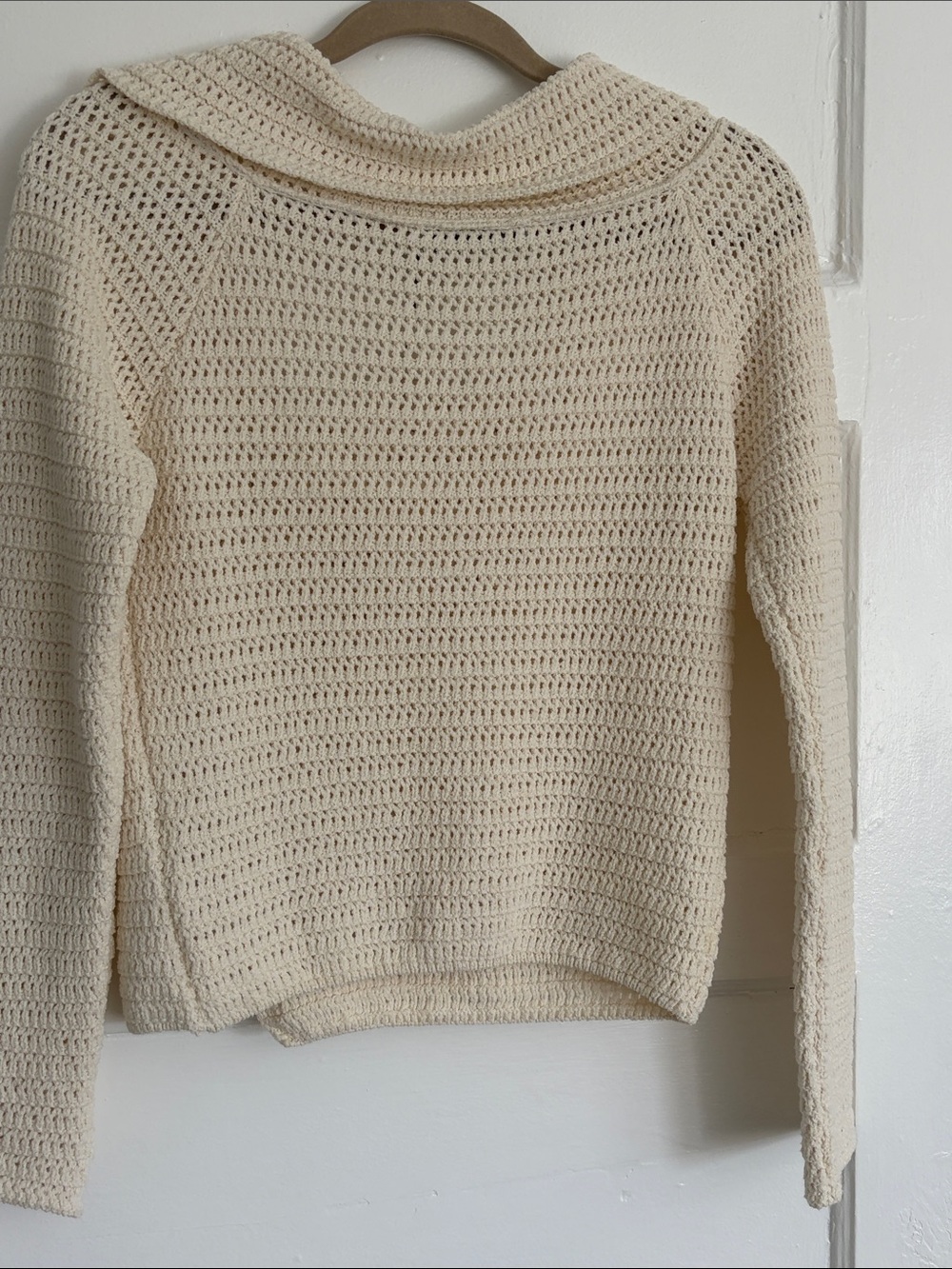 Zara Cream Crochet Shawl-Collar Button Cardigan - Picture 4 of 4